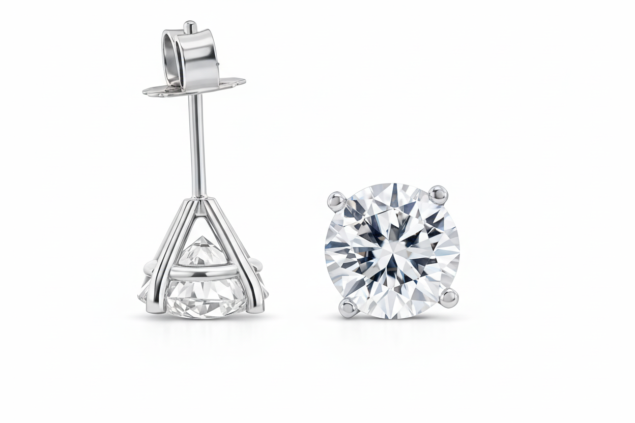 14k White Gold Lab Studs Earrings - Fine Jewelry | Bust Down & Co