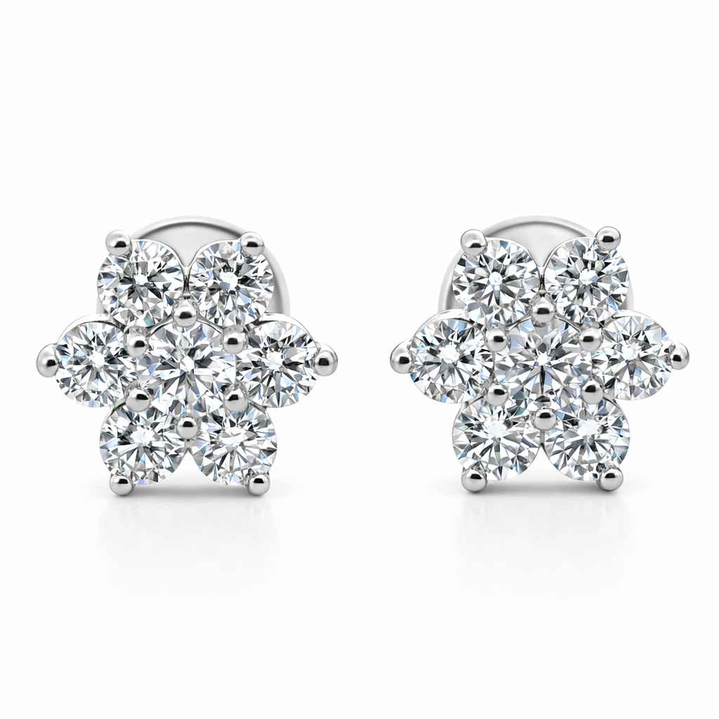PLT Gold Flower Diamond Earrings - Fine Jewelry | Bust Down & Co