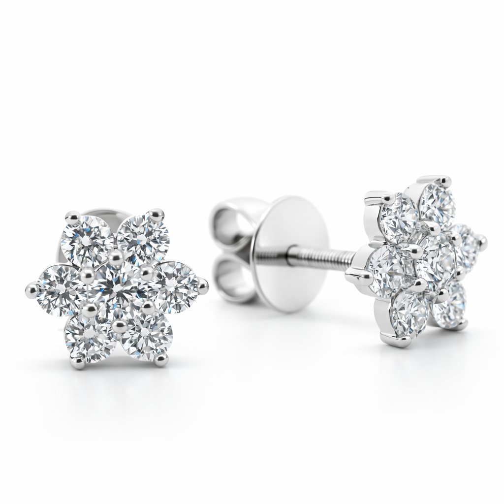 PLT Gold Flower Diamond Earrings - Fine Jewelry | Bust Down & Co
