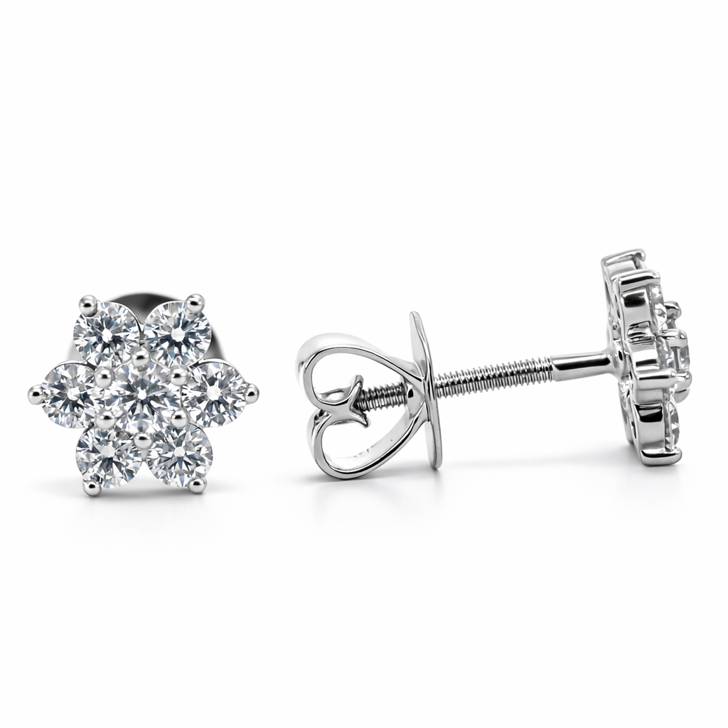 PLT Gold Flower Diamond Earrings - Fine Jewelry | Bust Down & Co