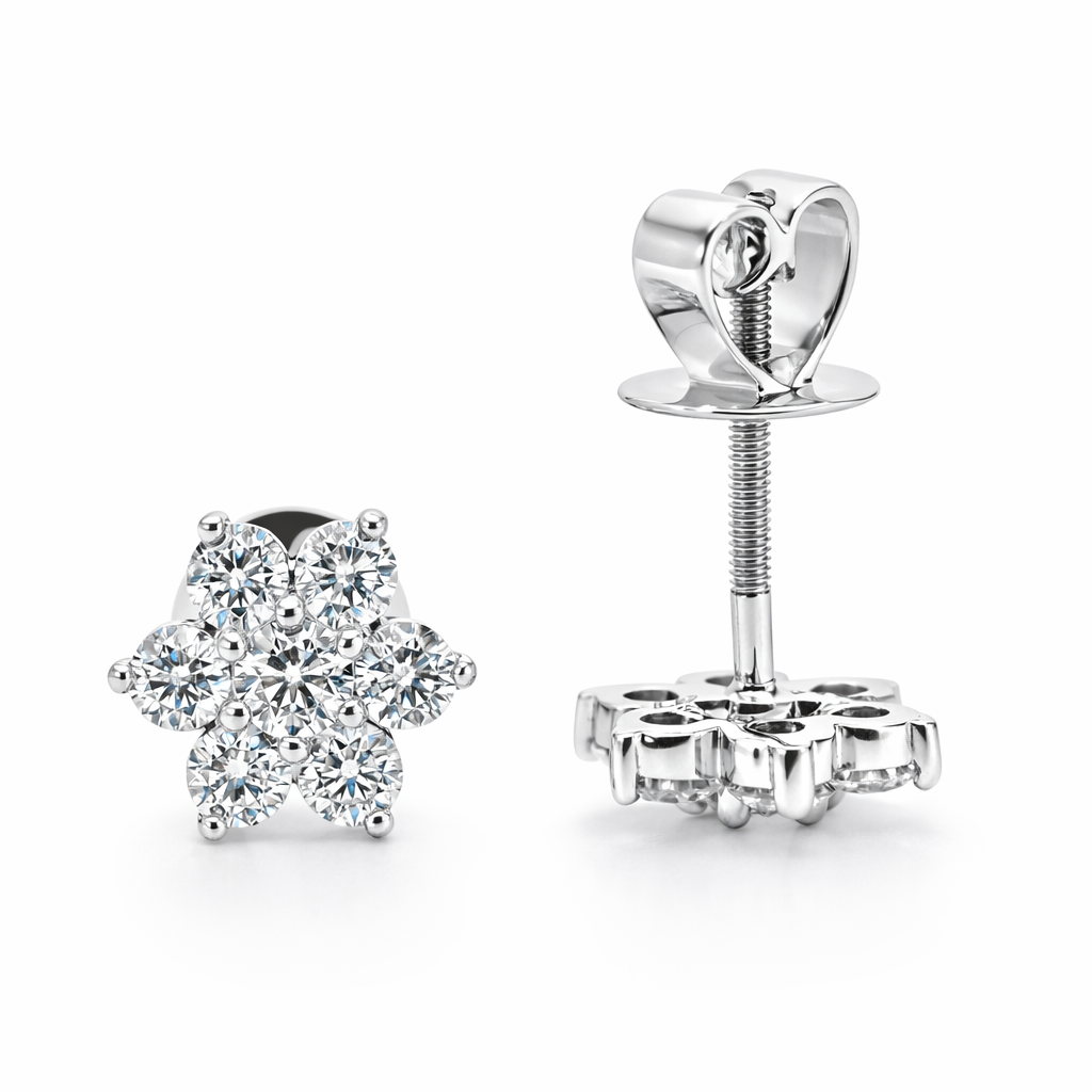 PLT Gold Flower Diamond Earrings - Fine Jewelry | Bust Down & Co