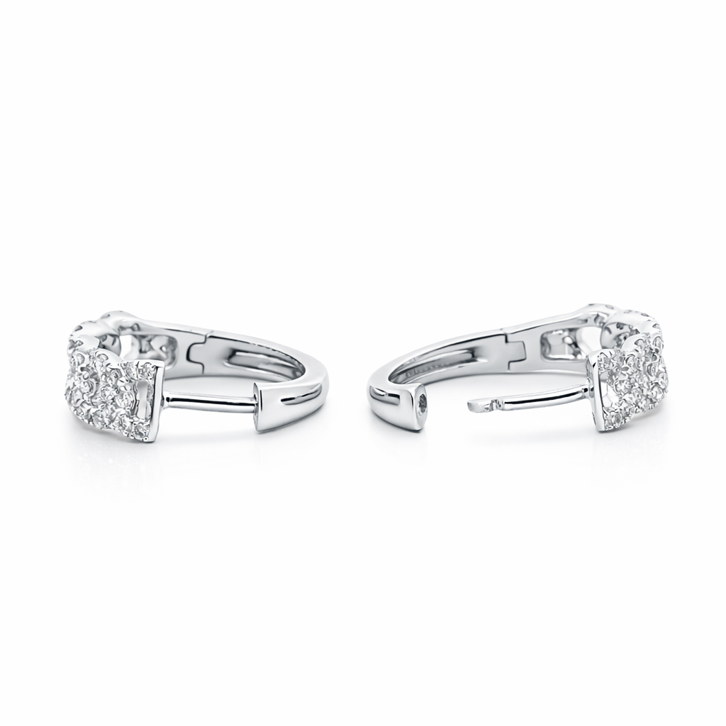PLT Gold Cuban Diamond Hoops Earrings - Fine Jewelry | Bust Down & Co