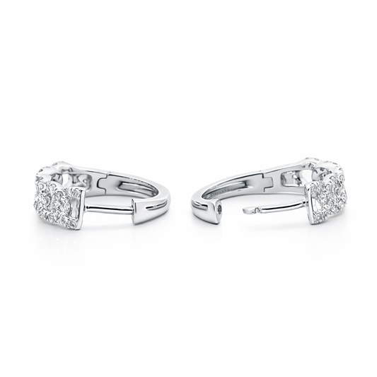 PLT Gold Cuban Diamond Hoops Earrings - Fine Jewelry | Bust Down & Co