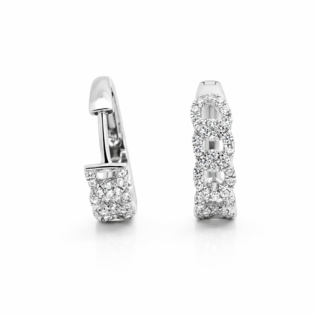 PLT Gold Cuban Diamond Hoops Earrings - Fine Jewelry | Bust Down & Co