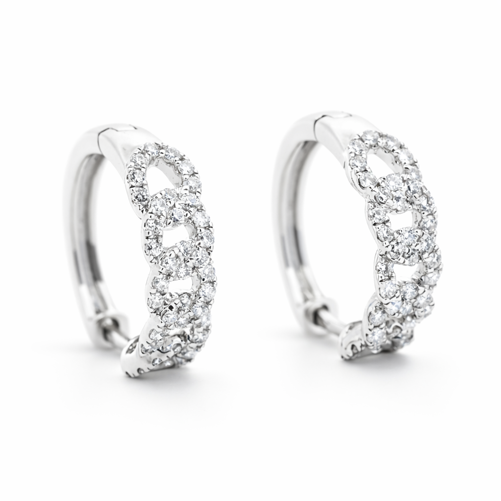 PLT Gold Cuban Diamond Hoops Earrings - Fine Jewelry | Bust Down & Co