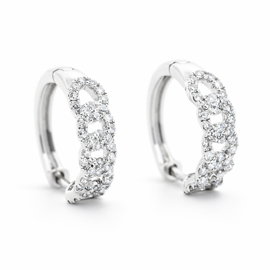 PLT Gold Cuban Diamond Hoops Earrings - Fine Jewelry | Bust Down & Co