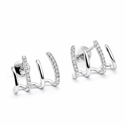 PLT Gold Rake Style Earrings - Fine Jewelry | Bust Down & Co