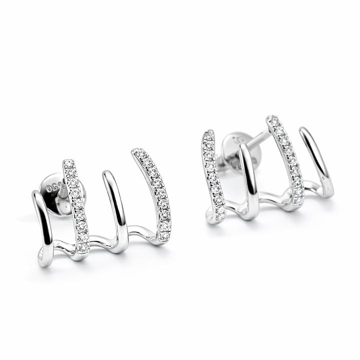 Pendientes de platino de 0,33 quilates de diamante, 4,9 g, estilo rastrillo
