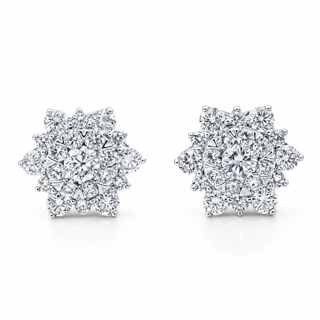 PLT Gold Flower Diamond Earrings - Fine Jewelry | Bust Down & Co