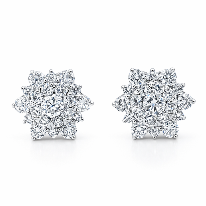 Pendientes de platino con forma de flor y diamantes de 0,80 CTW y 3,3 g
