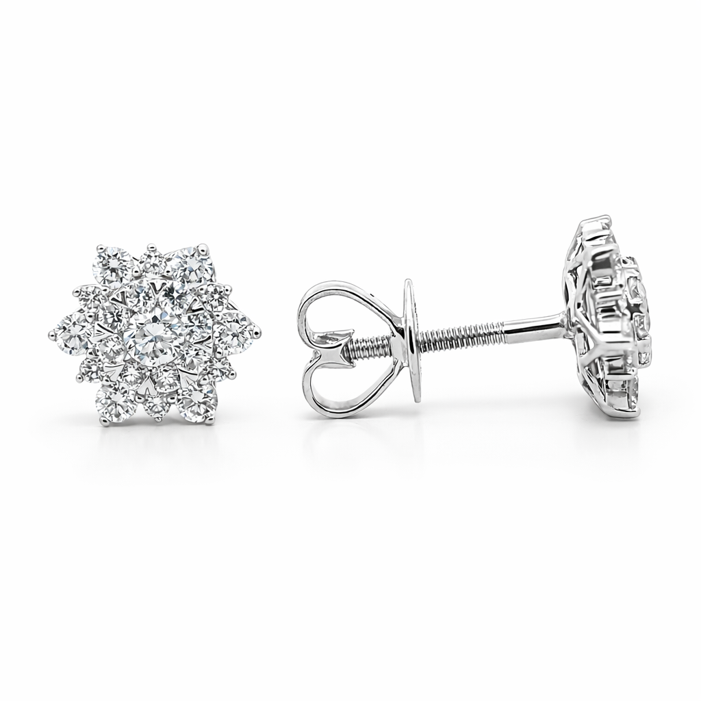 PLT Gold Flower Diamond Earrings - Fine Jewelry | Bust Down & Co