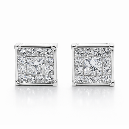 PLT Gold Square Diamond Earrings - Fine Jewelry | Bust Down & Co