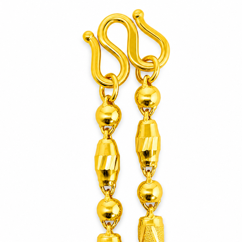 24K Gold Bead & Barrel Chain 3.5mm 20in