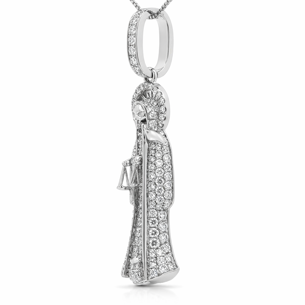 14k White Gold Grim Reeper Pendant - Fine Jewelry | Bust Down & Co