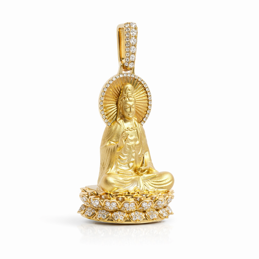 18k Yellow Gold Lady Buddha Pendant - Fine Jewelry | Bust Down & Co