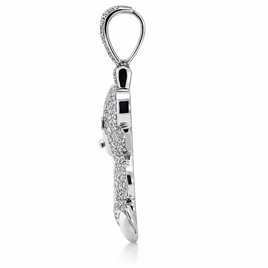 10K White Gold 0.60 CTW Diamond Teddy Bear Pendant
