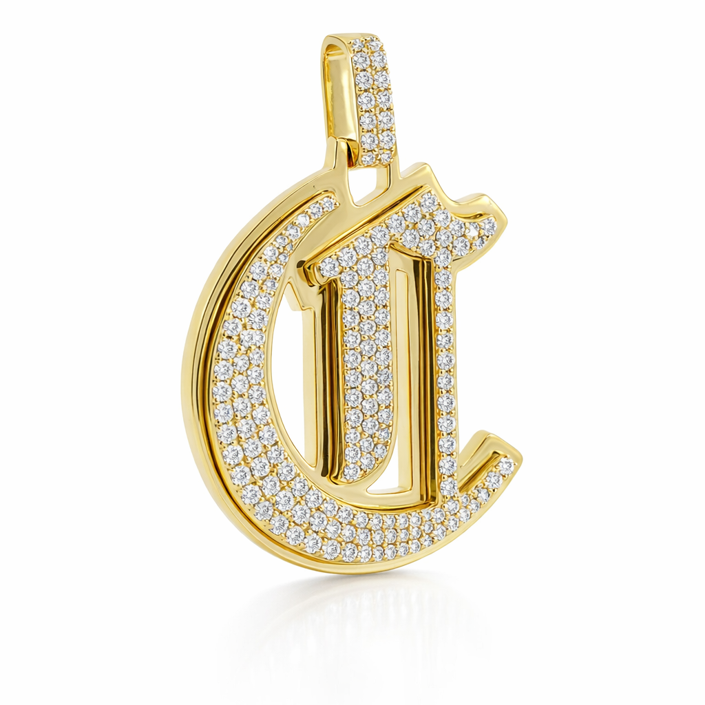 10k Yellow Gold 1.71ct Diamond Initial C Pendant