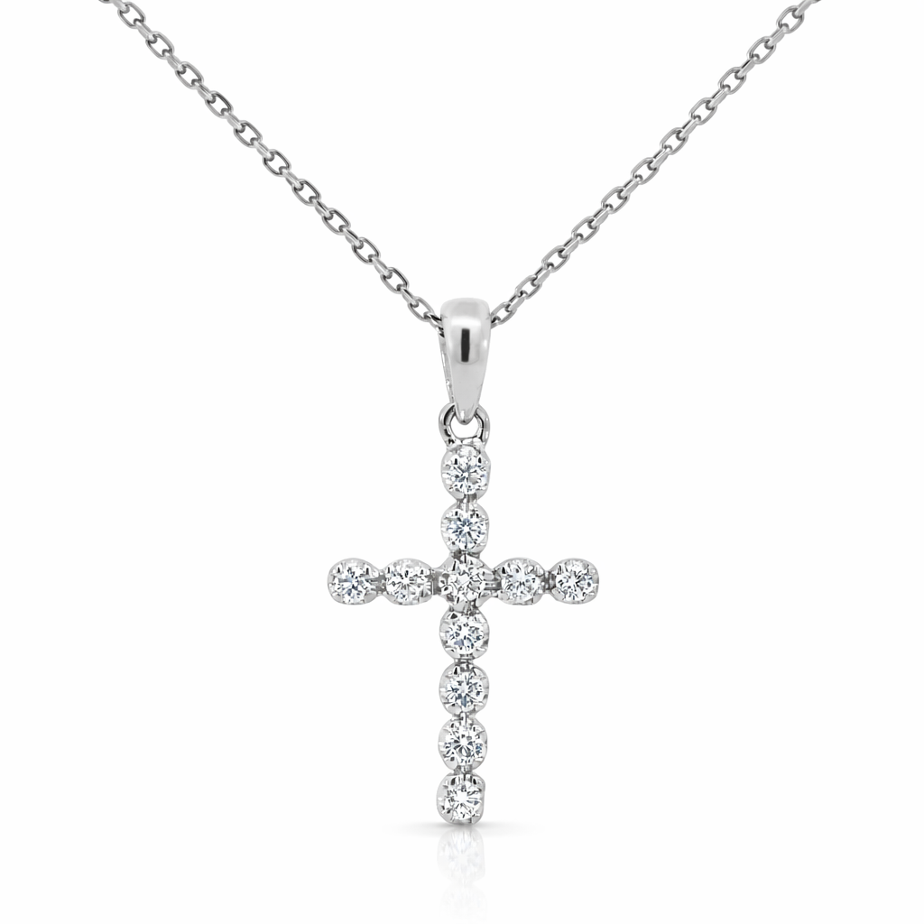14k White Gold Cross Pendant - Fine Jewelry | Bust Down & Co