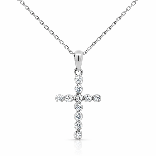 14k White Gold Cross Pendant - Fine Jewelry | Bust Down & Co