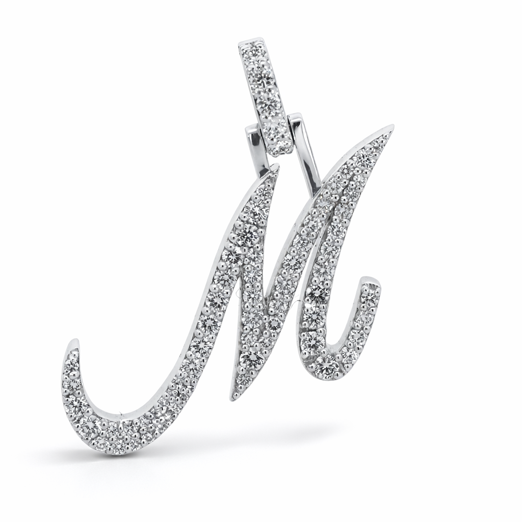 10k White Gold Initial Dia. Pendant Pendant - Fine Jewelry | Bust Down & Co
