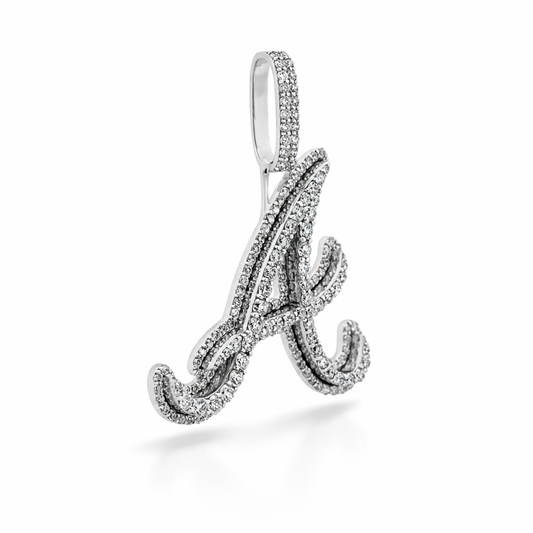 1.55CT Diamond Initial A Pendant In 14K White Gold