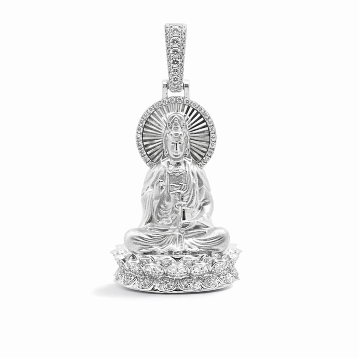 18K White Gold 0.492 CTW Diamond Lady Buddha Pendant