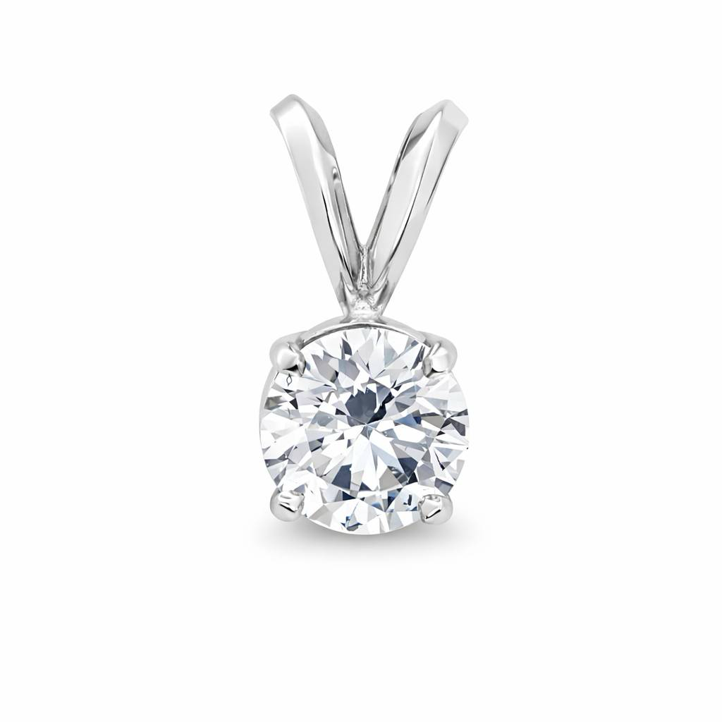 Colgante solitario de oro blanco de 14 quilates con diamante cultivado en laboratorio de 0,80 ct