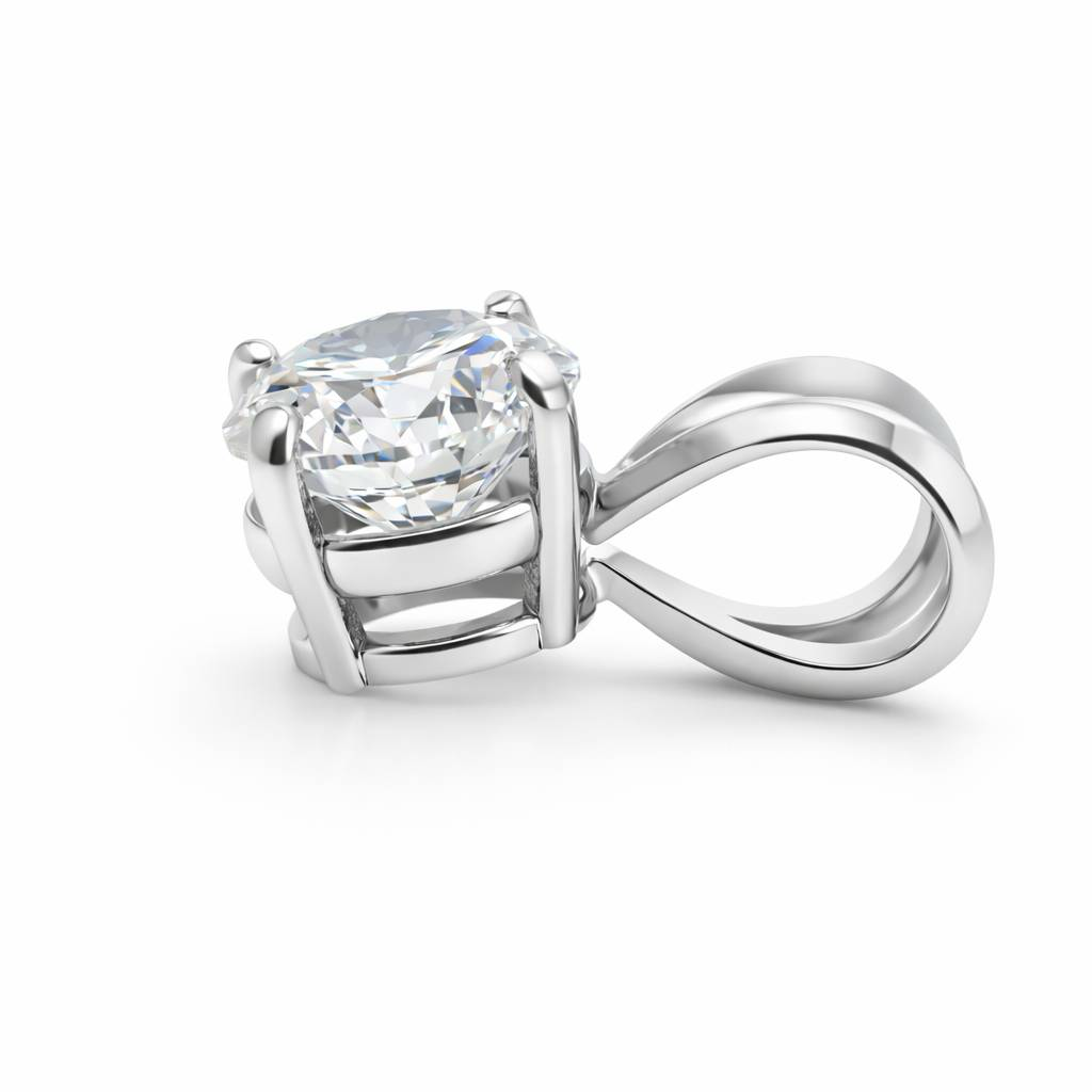 Colgante solitario de oro blanco de 14 quilates con diamante cultivado en laboratorio de 0,80 ct