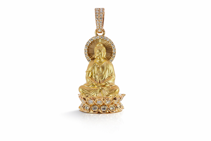 18K Yellow Gold 0.55 CTW Diamond Lady Buddha Pendant