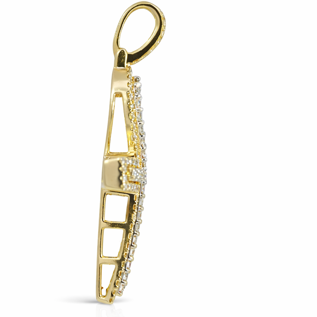 14k Yellow Gold Diamond Cross Ahk Pendant - Fine Jewelry | Bust Down & Co