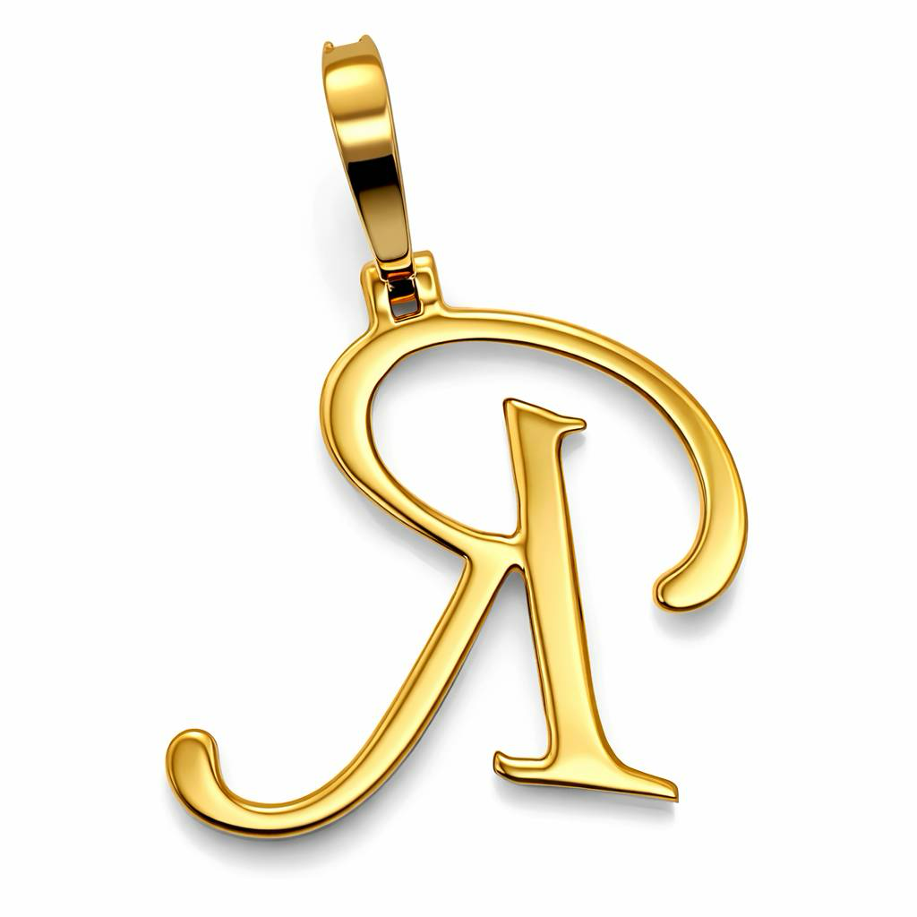 14K Yellow Gold 0.40 CTW Initial R Diamond Pendant