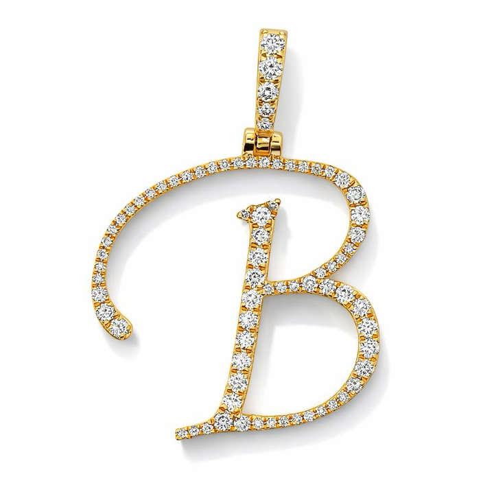14K Yellow Gold 0.45 CTW Diamond Initial B Pendant