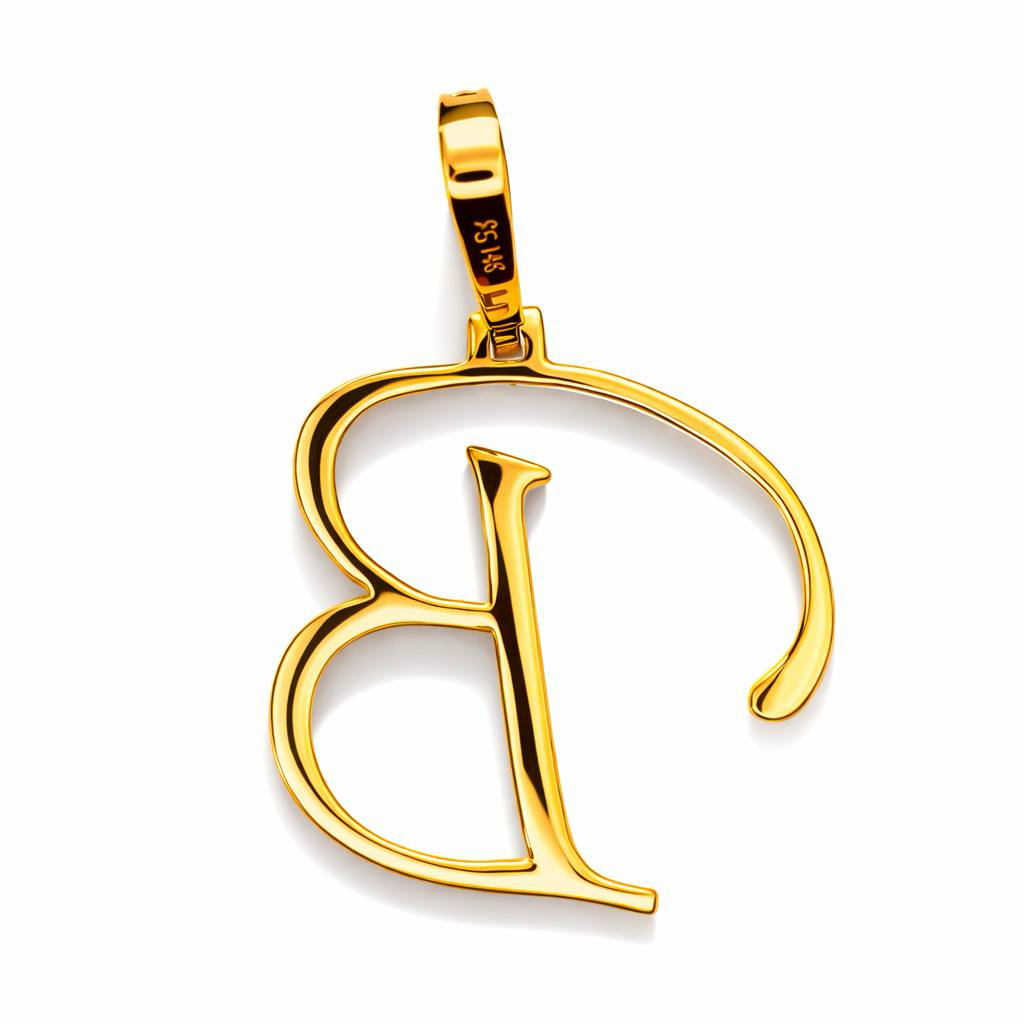 14K Yellow Gold 0.45 CTW Initial B Diamond Pendant