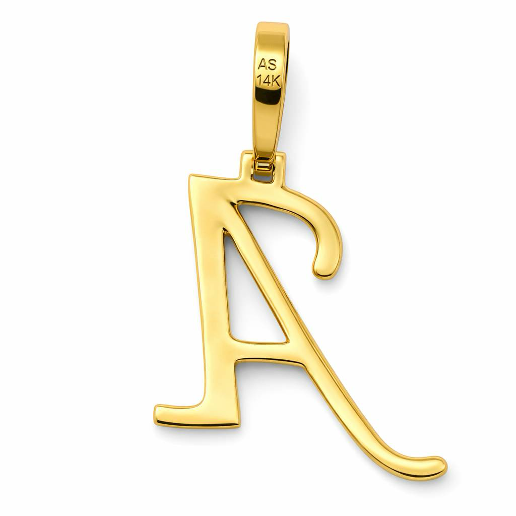 Colgante con inicial A de diamante, en oro amarillo de 14K, 0.45CTW, 1.6g