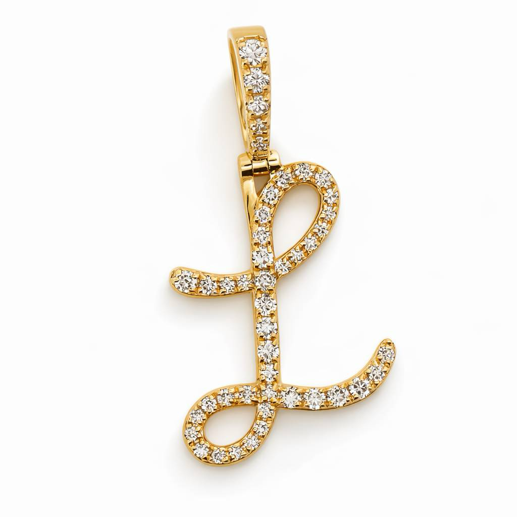 14K Yellow Gold 0.40 CTW Initial L Diamond Pendant
