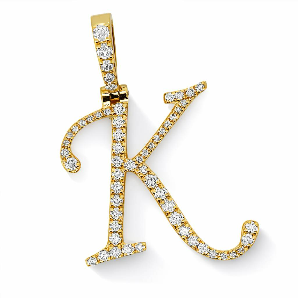 14K Yellow Gold 0.40 CTW Initial K Diamond Pendant
