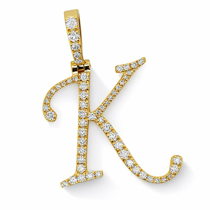 14K Yellow Gold 0.40 CTW Diamond Initial K Pendant