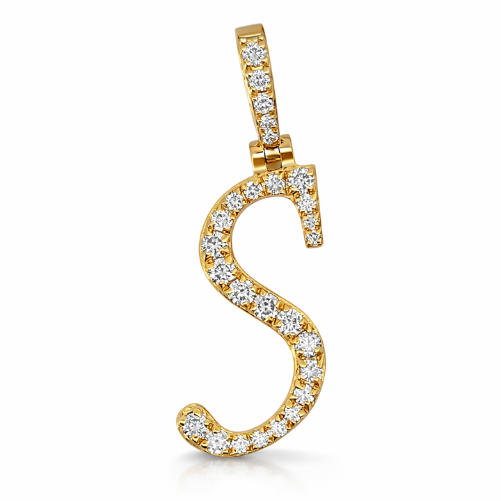 14K Yellow Gold 0.40 CTW Diamond Initial S Pendant