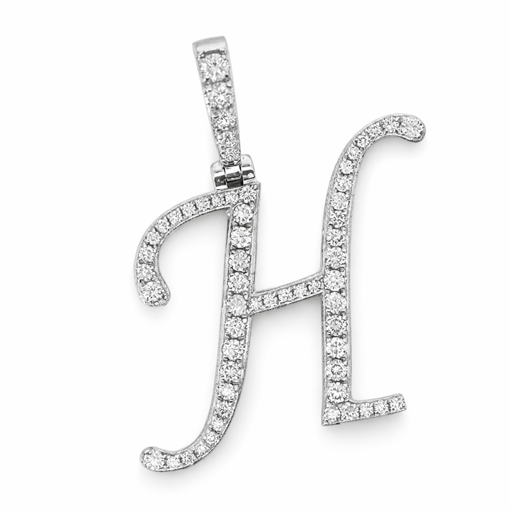 14K White Gold 0.40 CTW Diamond Initial H Pendant
