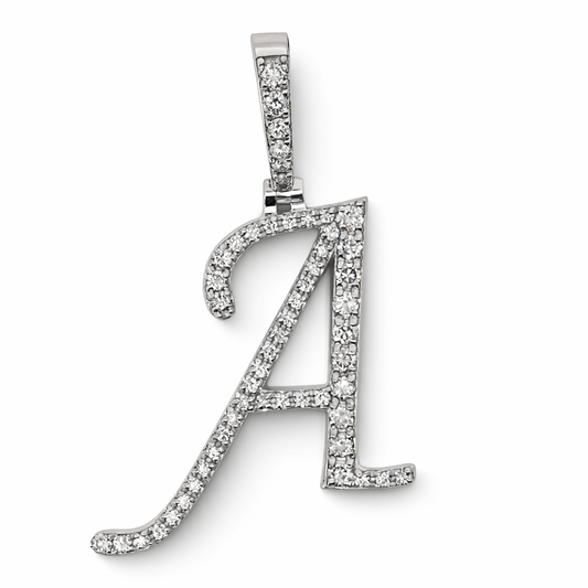 14k White Gold Initial A Diamond Pendant - Fine Jewelry | Bust Down & Co