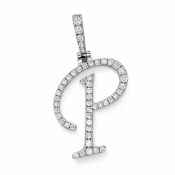 14K White Gold 0.45 CTW Diamond Initial P Pendant