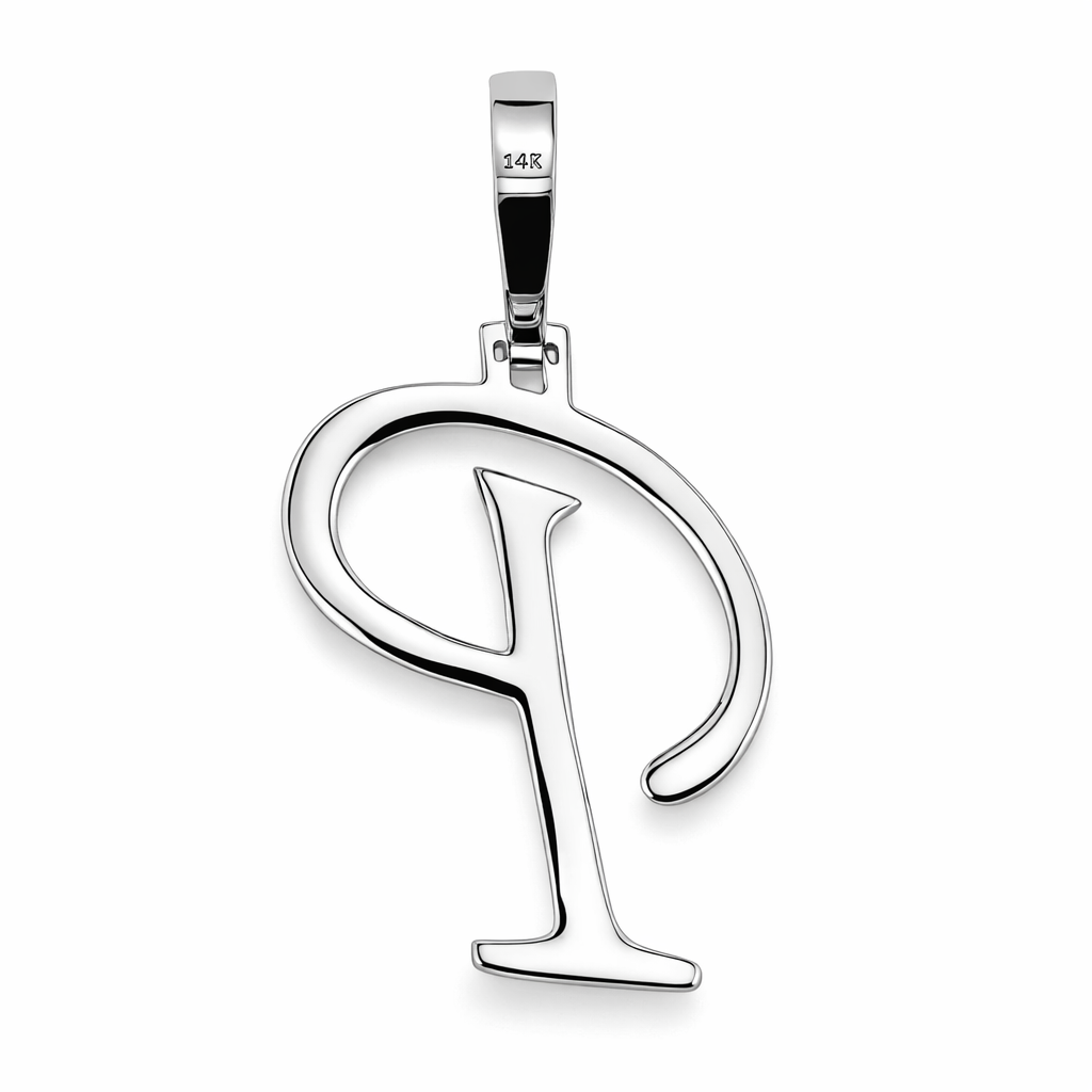 14k White Gold Initial P Diamond Pendant - Fine Jewelry | Bust Down & Co