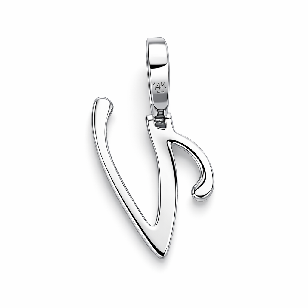 14k White Gold Initial V Diamond Pendant - Fine Jewelry | Bust Down & Co