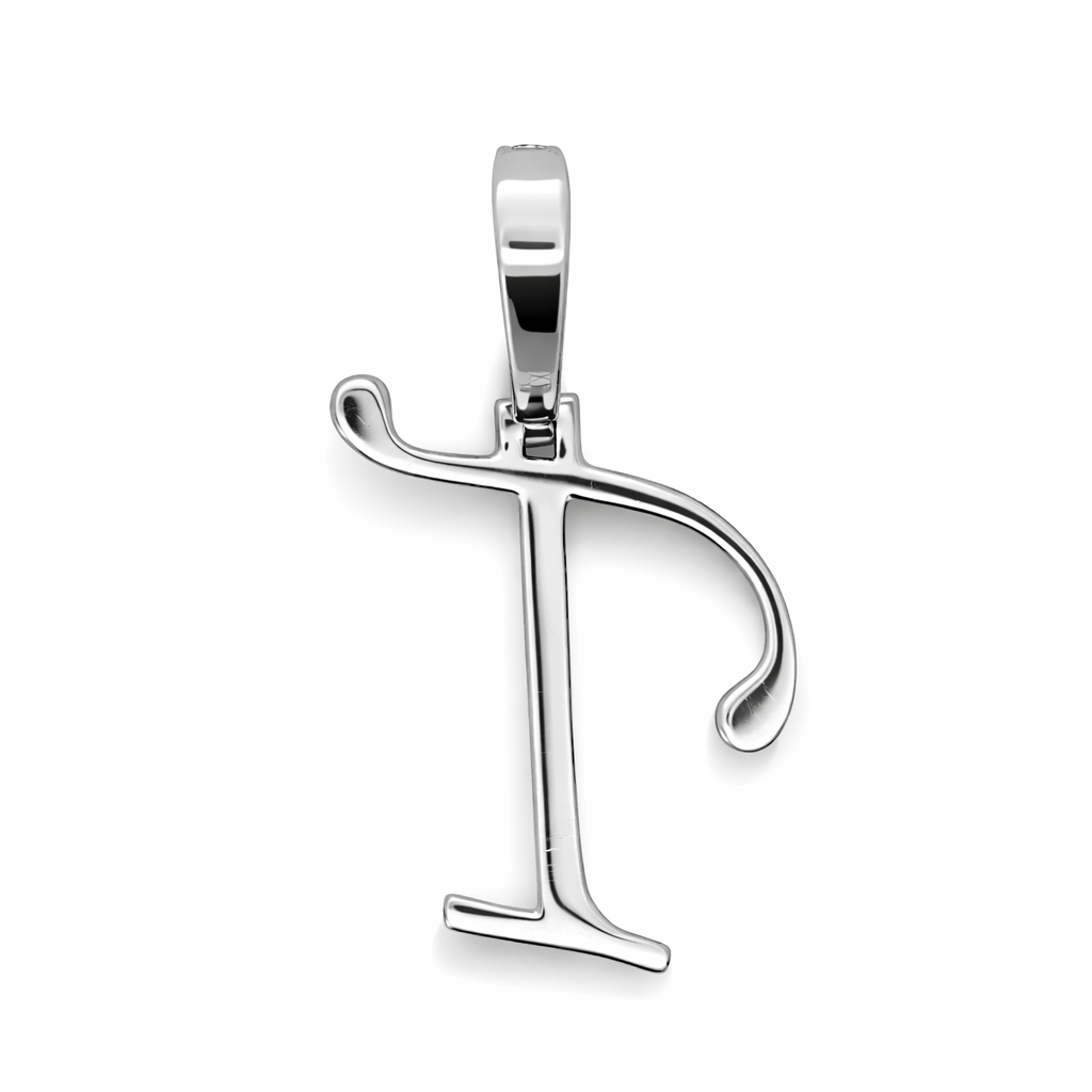14k White Gold Initial T Diamond Pendant - Fine Jewelry | Bust Down & Co
