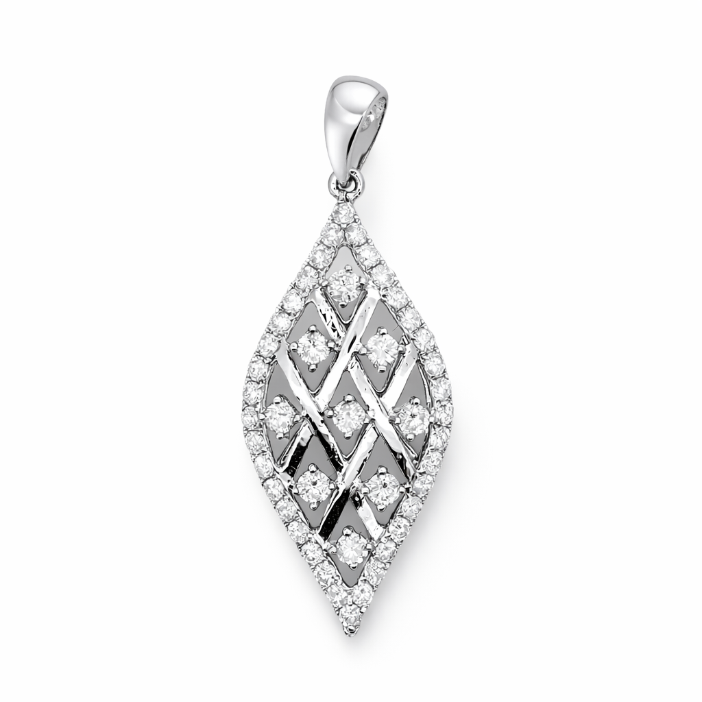 18k White Gold Diamond Pendant Pendant - Fine Jewelry | Bust Down & Co