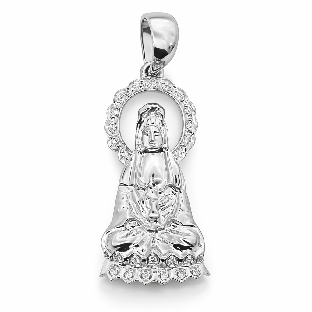 PLT Gold Lady Buddha Diamond Pendant Pendant - Fine Jewelry | Bust Down & Co