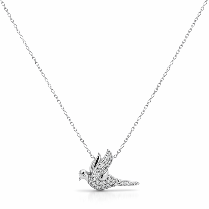 Collar de paloma con diamante de 0,25 CT de oro blanco de 14K