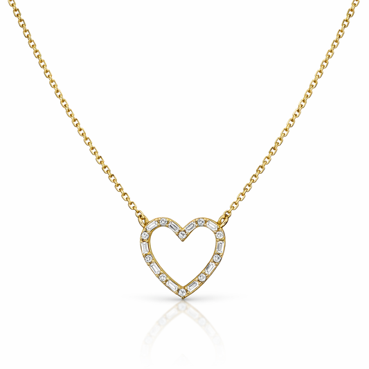 14k Yellow Gold Dia. Heart Necklace Chain - Fine Jewelry | Bust Down & Co