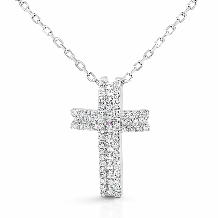 Collar de Cruz con Diamantes de 0,50 ct de Oro Blanco de 14K - 18 Pulgadas