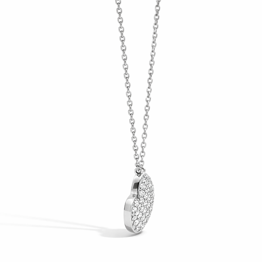 14k White Gold Pave Heart Necklace Chain - Fine Jewelry | Bust Down & Co